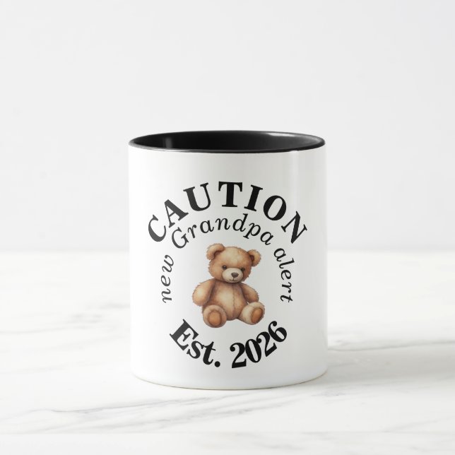 Caneca CAUTION new Grandpa alert- Teddy Baby Announcement (Centro)