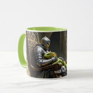 Caneca Cavaleiro de Dragão de Caverna Fantasia Fofo
