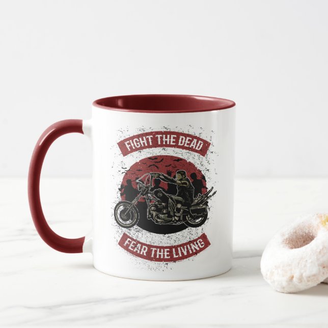 Caneca Cavaleiro de Motocicleta Zombie Fighter (Com Donut)