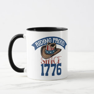 Caneca Cavalgando com Orgulho desde 1776 com Estrelas e L