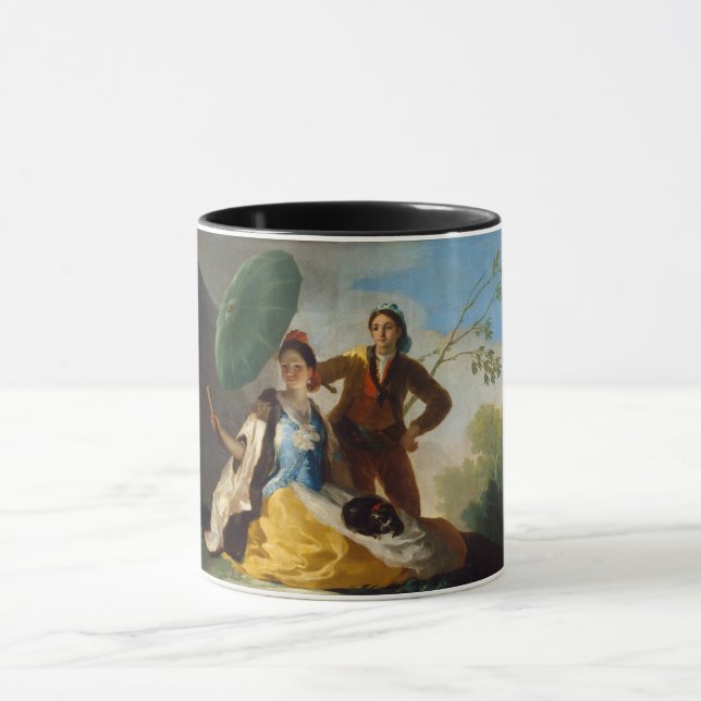 Caneca Cavalheiro segurando parasol para uma dama espanho (Centro)