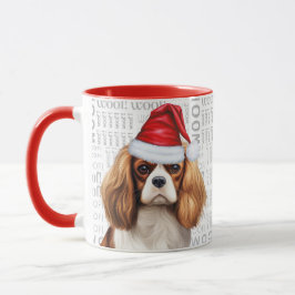 Caneca Cavalier King Charles Dog Papais noeis no fundo da