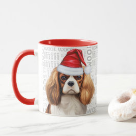 Caneca Cavalier King Charles Dog Papais noeis no fundo da