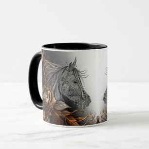 Caneca Cavalo #01 - Estilo Cobre e Tinta