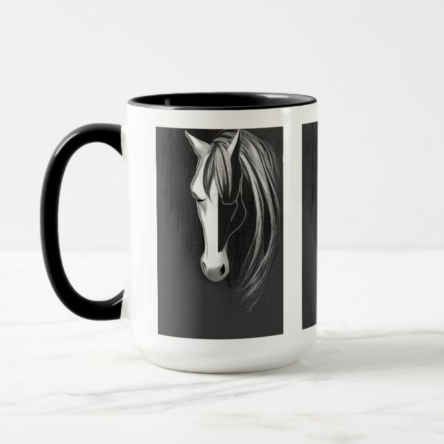 Caneca Cavalo Abstrato preto e branco (Esquerda)