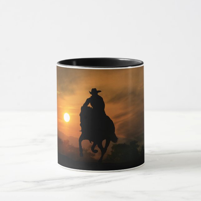 Caneca Cavalo Andando de Cowboy no Sunset (Centro)