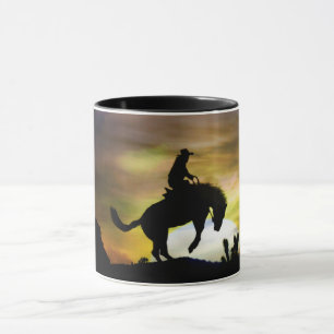 Caneca Cavalo de Balança de Cavaleiro do Bronc Cowboy