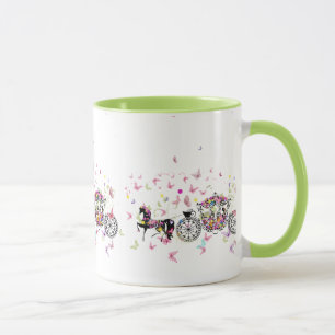 Caneca Cavalo de Casamento e Flores de Carruagem e Borbol