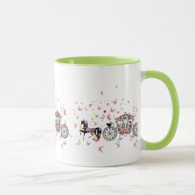 Caneca Cavalo de Casamento e Flores de Carruagem e Borbol (Direita)