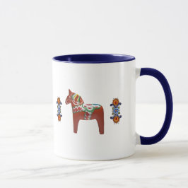 Caneca Cavalo de Dala do sueco com norueguês Rosemaling