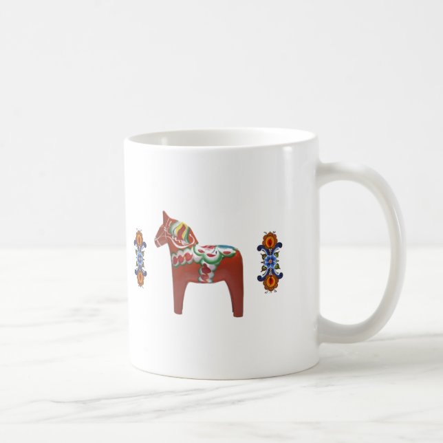 Caneca Cavalo de Dala do sueco com norueguês Rosemaling (Direita)