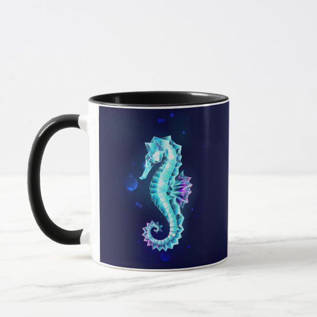 Caneca Cavalo de Gelo Cristal em Fundo Azul (Esquerda)