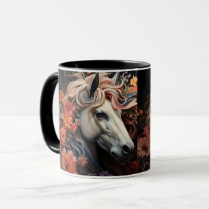 Caneca Cavalo e flores, Presente Equestre, Cavalgar