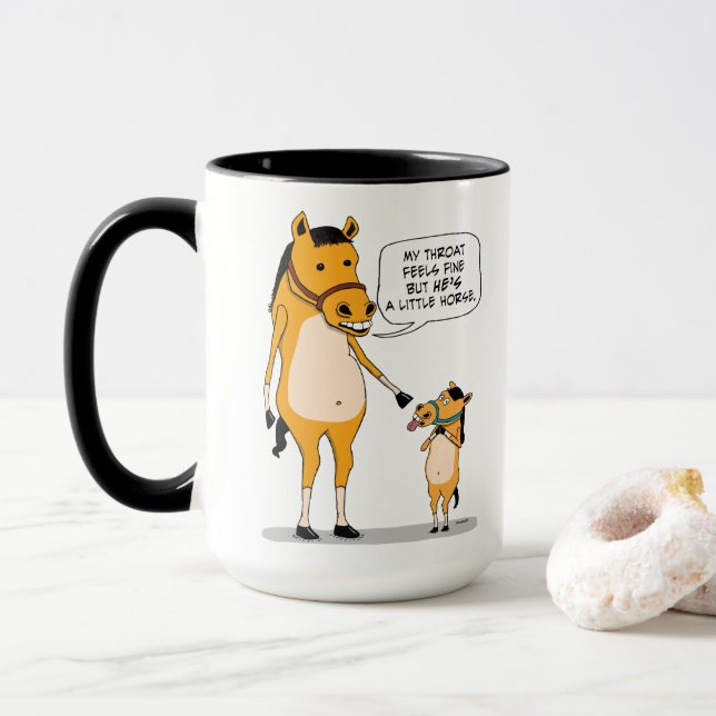 Caneca Cavalo grande engraçado e bonito e cavalo pequeno (Com Donut)