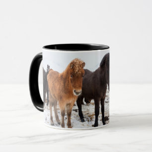 Caneca Cavalo islandês Durante o inverno na Islândia