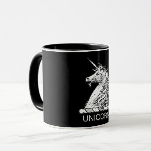 Caneca Cavalo Mágico do Unicórnio Negro e Branco
