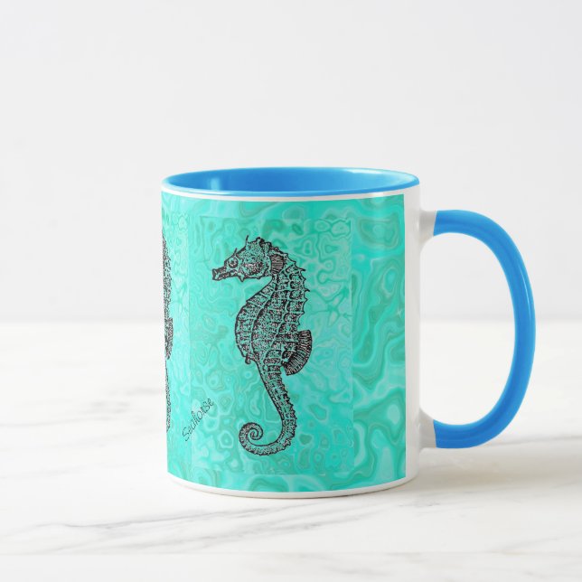 Caneca Cavalo marinho no teste padrão do mármore de (Direita)