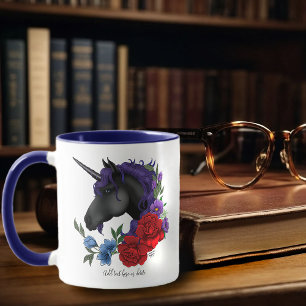 Caneca Cavalo-marinho Preto Flores do Jardim da Meia-noit