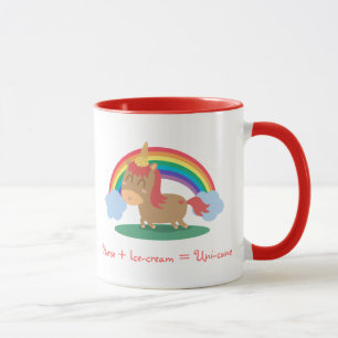Caneca Cavalo Marrom Kawaii tentando ser um Unicórnio