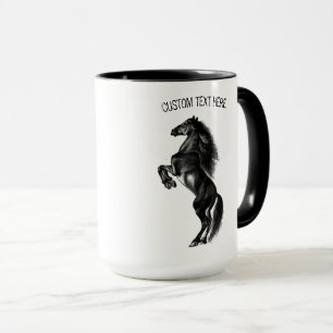 Caneca Cavalo Preto - Desenho - Adicione Seu Texto