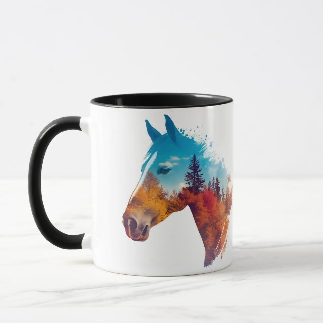 Caneca Cavalo Surreal na Floresta do outono (Esquerda)