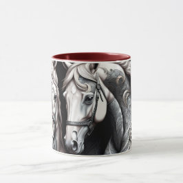 Caneca Cavalos Arte Branca Negra