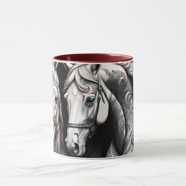 Caneca Cavalos Arte Branca Negra (Centro)