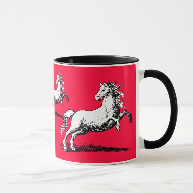 Caneca Cavalos de galope vermelho e preto elegantes (Direita)