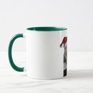 Caneca Cavalos de Natal usando chapéus de Papai Noel