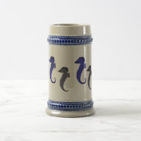 Caneca - Cavalos-marinhos em azul e Cinza