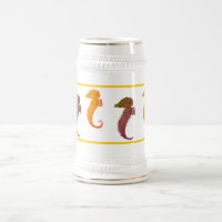 Caneca - Cavalos-marinhos em castanho e laranja