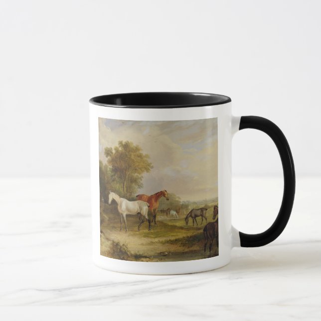 Caneca Cavalos que pastam: Um garanhão cinzento que pasta (Direita)