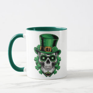 Caneca Caveira de Açúcar Dia de São Patrício Trevo da Sor