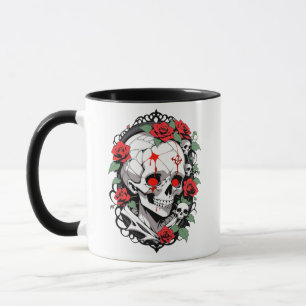 Caneca Caveira Gótica com Rosas