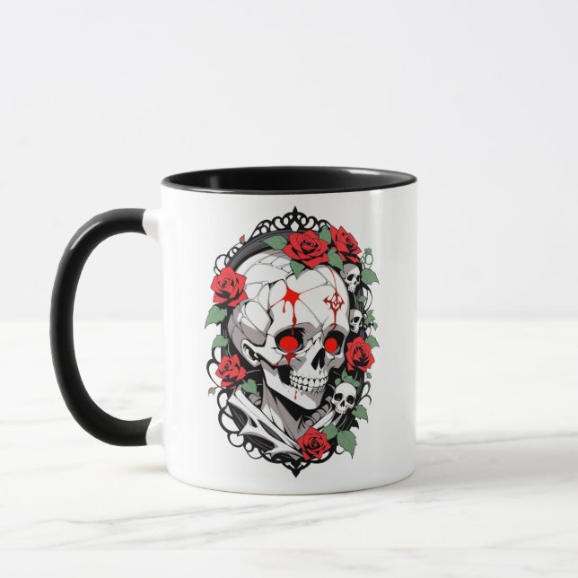 Caneca Caveira Gótica com Rosas (Esquerda)