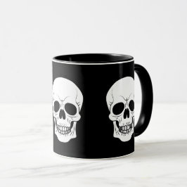 Caneca Caveira Preta e Branca em Silhueta de Halloween