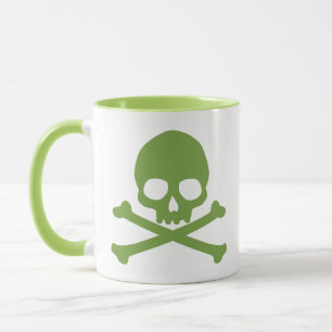 Caneca Caveira Simples Verde e Ossos Cruzados