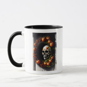 Caneca Caveira Spooky e Pumpkin Wreath
