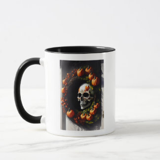 Caneca Caveira Spooky e Pumpkin Wreath
