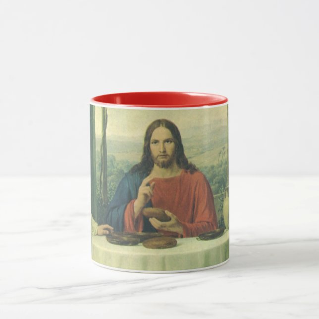 Caneca Ceia Antiga em Emaús com Jesus Cristo (Centro)