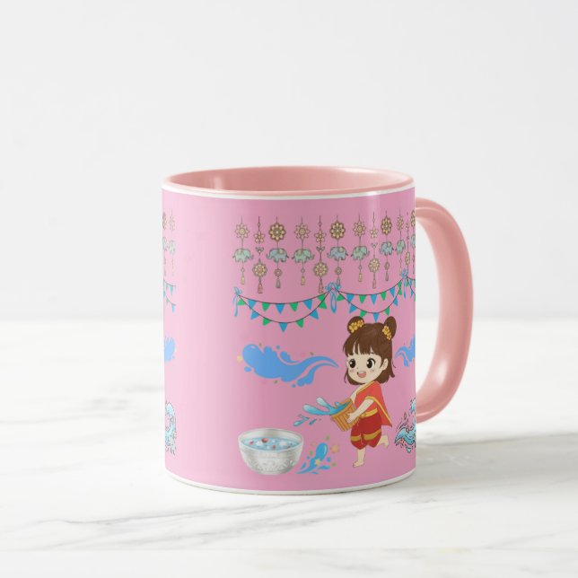 Caneca celebração de água cristalina rosa (Frente Esquerda)