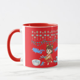 Caneca Celebração de água cristalina vermelha brilhante