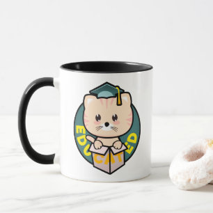 Caneca Celebração de Graduação de Gato de Formando Educad