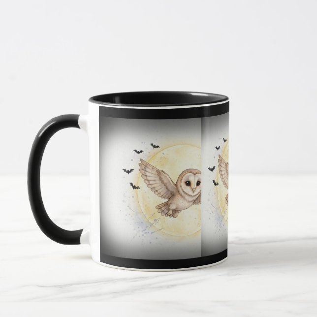 Caneca Celebração de Halloween do Mocho na Luz da Lua (Esquerda)