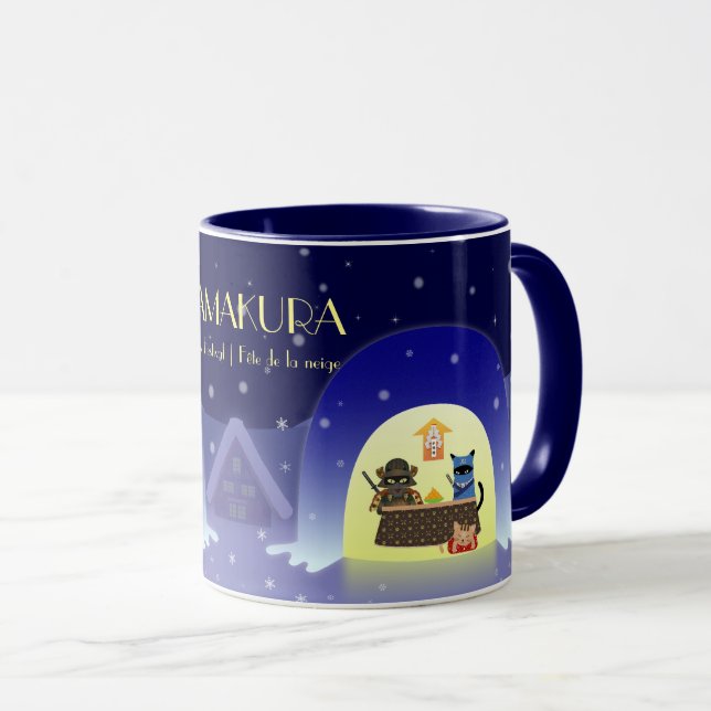 Caneca Celebração de Neve de Edo-Neko (Frente Esquerda)