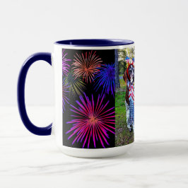 Caneca Celebração Patriótica de Cães e Fireworks Combo Mu