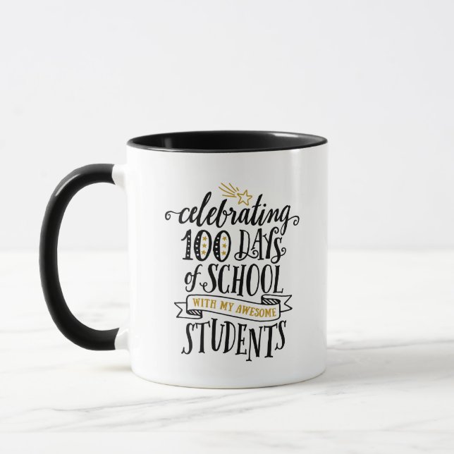 Caneca Celebrando 100 Dias de Professora da Escola (Esquerda)