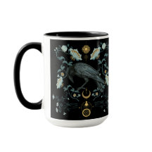 Celestial Raven Coffee Mug Viking Pagan Botânico