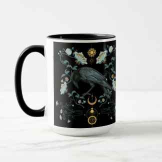 Caneca Celestial Raven Coffee Mug Viking Pagan Botânico