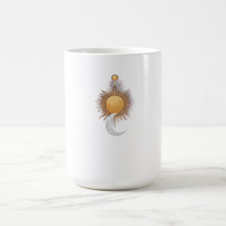 Caneca Celestial Sol Lua Boho Xícara de Bruxa